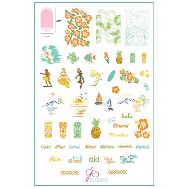 8: Aloha! (CjS-128) - Stampingplade, Clear Jelly Stamper