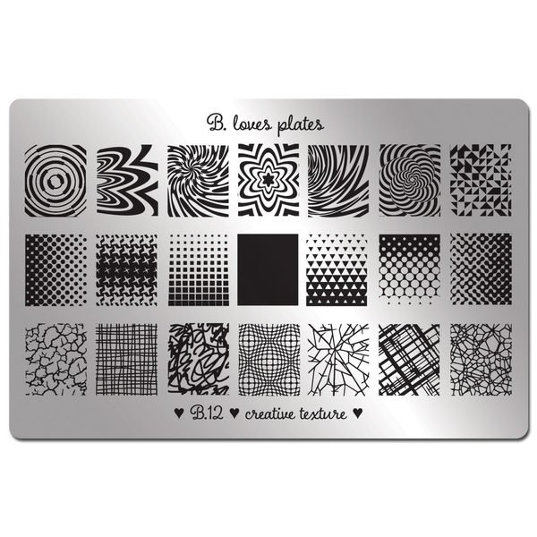 12 Creative Texture, XL Stamping plade, B Loves Plates
