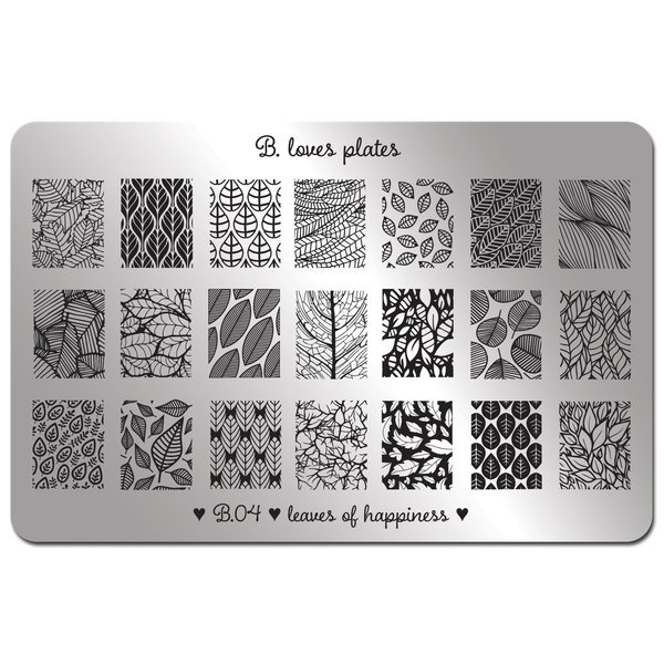 04 Leaves Of Happiness, XL Stamping plade, B Loves Plates
