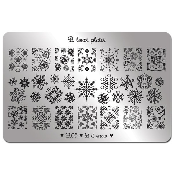 05 Let It Snow, XL Stamping plade, B Loves Plates