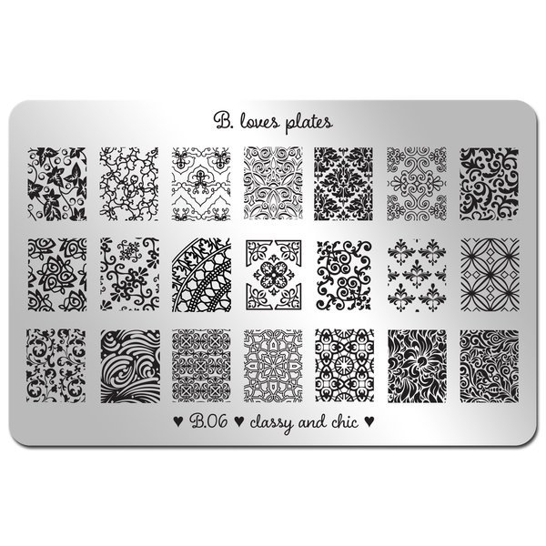 06 Classy and Chic, XL Stamping plade, B Loves Plates