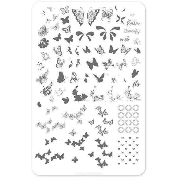 Butterfly Wishes (CjS-80) Stampingplade, Clear Jelly Stamper