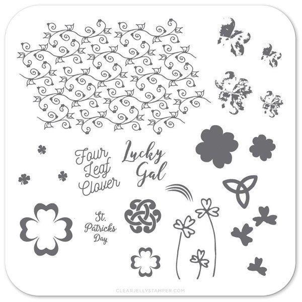 8: Four Leaf Clover (CJSH-18) - Stampingplade, Clear Jelly Stamper (u)