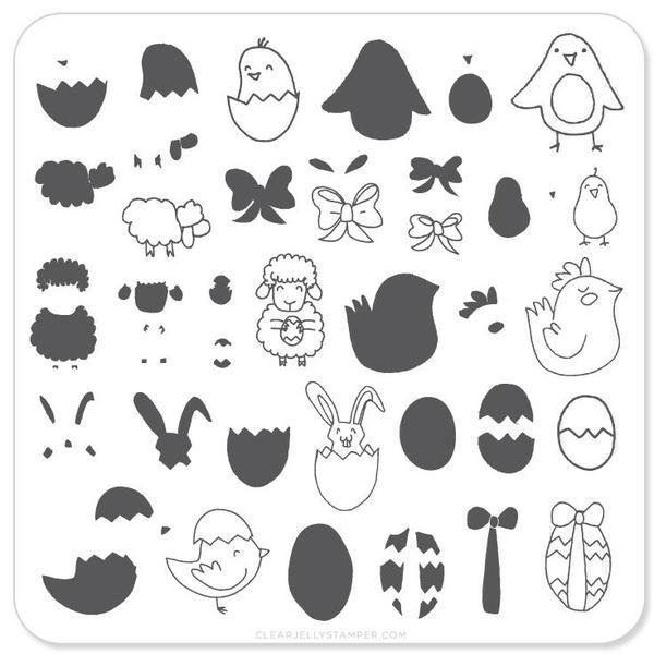 Easter 3 (CjSH-08), stampingplade, Clear Jelly Stamper
