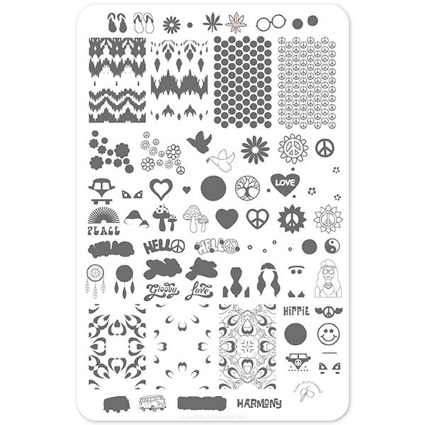 Hippie Harmony (CjS-117) - Stampingplade, Clear Jelly Stamper