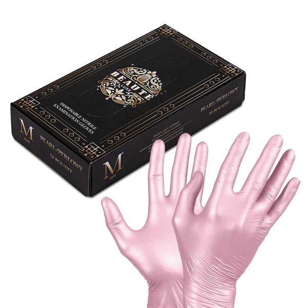 Nitrilhandsker str. M – perlemor 50 stk, Beaute Luxe