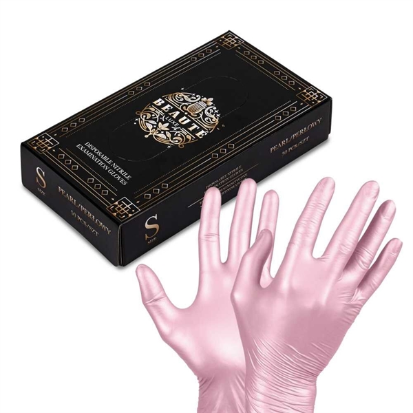 Nitrilhandsker str. S – perlemor 50 stk, Beaute Luxe