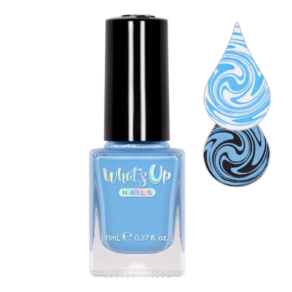 Sky Glider, Pastel blå stamping neglelak, Whats Up Nails