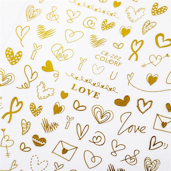 Guld hjerter klistermærker, cb-202, CNB