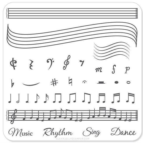 Music & Notes (CjS-11), Clear Jelly Stamper, stampingplade