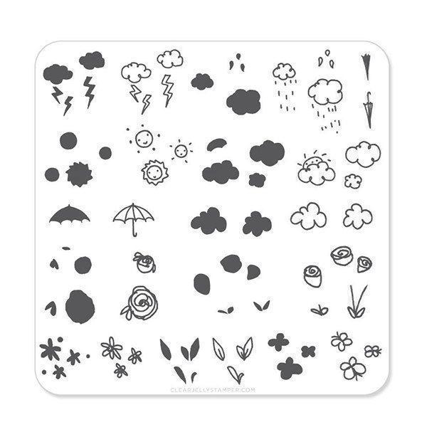 Flower & Sky Doodle (CjS-21) - Stampingplade