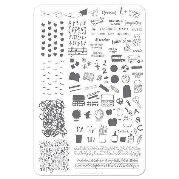 Back To School - Primary (CjS-43) - Stampingplade, Clear Jelly Stamper