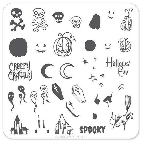 Spooky Halloween (CjSH-05), Clear Jelly Stamper, stampingplade