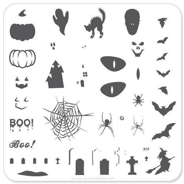 Boo Halloween (CjSH-06), Clear Jelly Stamper, stampingplade