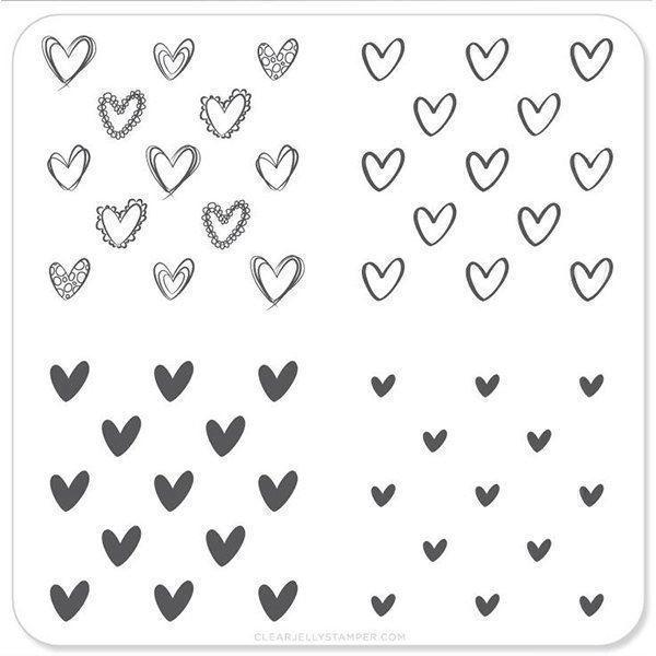 Super Cute Hearts (CjSV-02), Clear Jelly Stamper, stampingplade