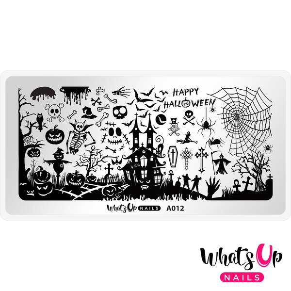 A012 Happy Halloween, stampingplade, Whats up Nails