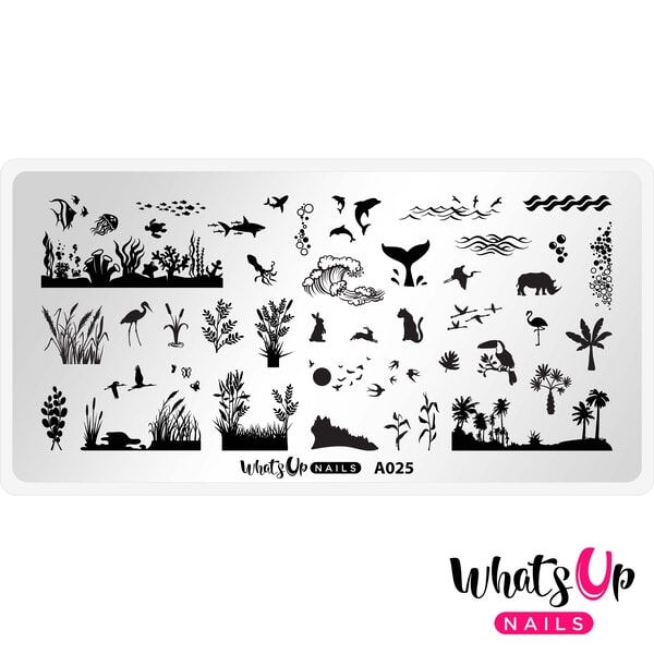 A025 Silhouette Menagerie, stampingplade, Whats up Nails