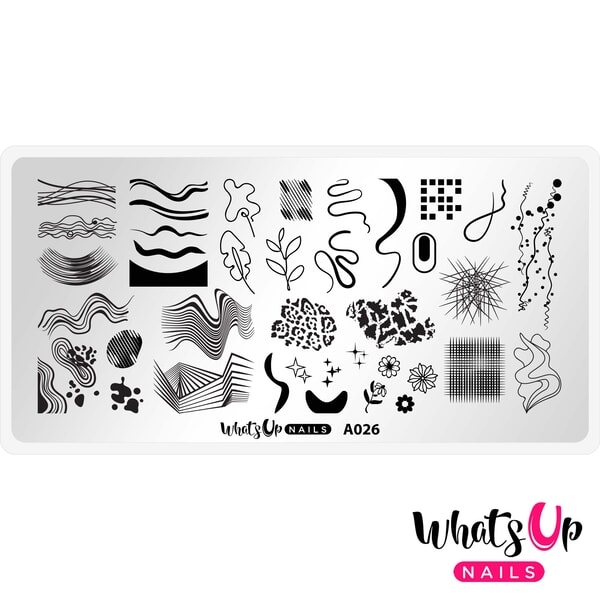 A026 All Lined Up, stampingplade, Whats up Nails
