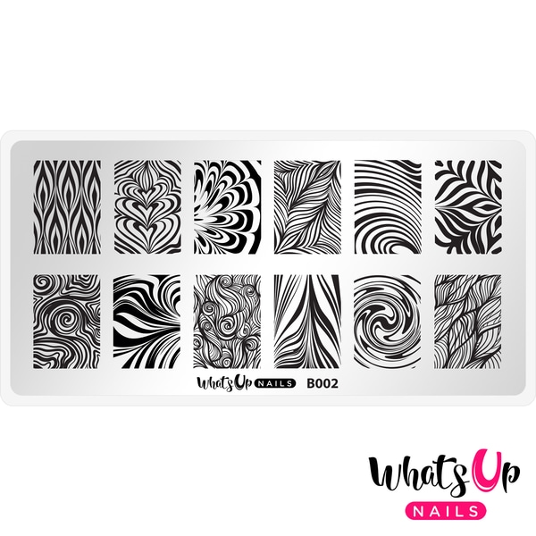 B002 Water Marble to Perfection, stampingplade, Whats up Nails