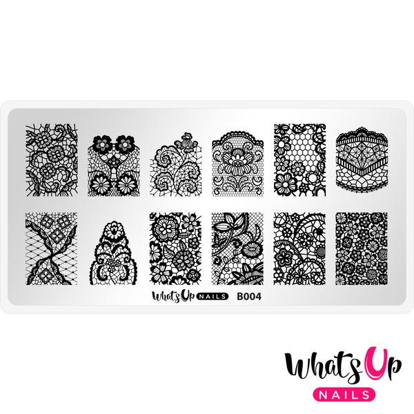 B004 Seductive Lace, stampingplade, Whats up Nails