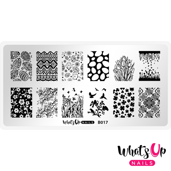 B017 Spring Elation, stampingplade, Whats up Nails