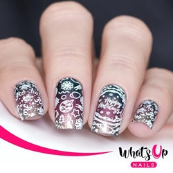 B034 Deck the Nails, stampingplade, Whats up Nails