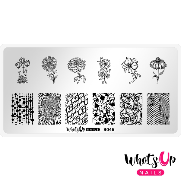 B046 Petal to the Metal, stampingplade, Whats up Nails