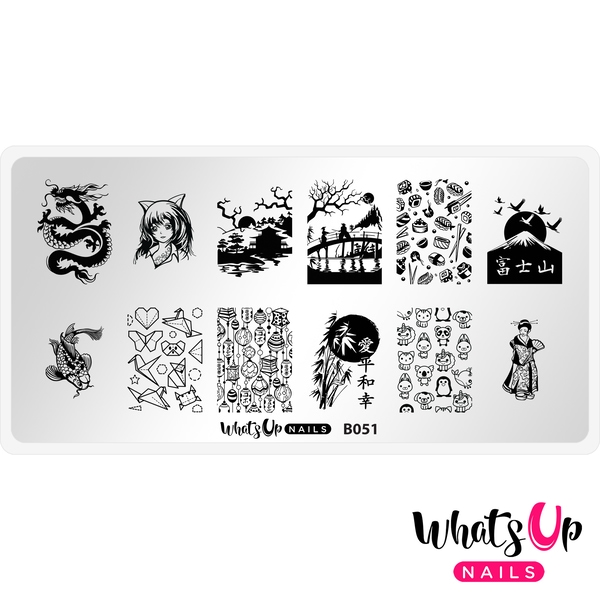 B051 I Just Want Sushi, stampingplade, Whats up Nails