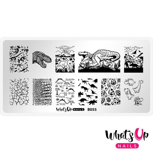 B055 Stampasaurus, stampingplade, Whats up Nails