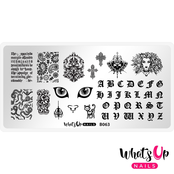 B063 Goth is the New Black, stampingplade, Whats up Nails