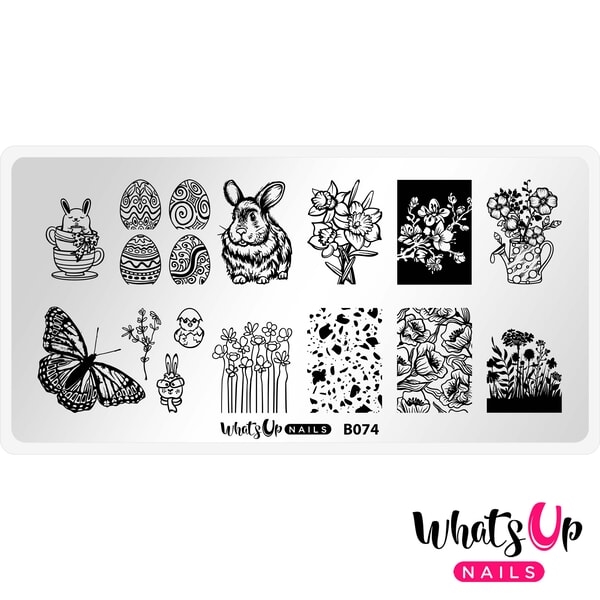 B074 A Flower a Day, stampingplade, Whats up Nails