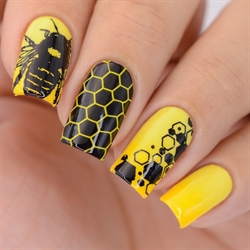 B075 Somewhere in Bee-tween, stampingplade, Whats up Nails