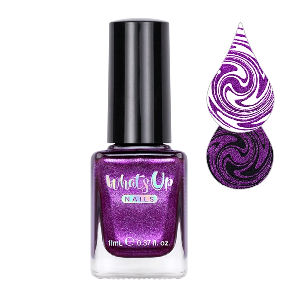 Looking for a Star, Mørkelilla shimmer stamping neglelak, Whats Up Nails