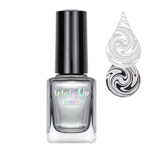 Silver Ag-ent, Sølv stamping neglelak, Whats Up Nails